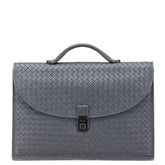 ボッテガヴェネタ イントレチャート ビジネスバッグ ブリーフケース グレー レザー メンズ BOTTEGAVENETA 【中古】
